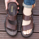 YRC Yierkang Sandalias de cuero para hombres nuevos zapatos de playa informales para hombres para conducir Sandalias sin deslizamiento Sandalias de carne Tendón de carne Suela marrón Y2601 Zapatos de playa 43 (265 mm)
