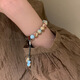 SHOUSHAN Green Sandalwood Splaceling para mujeres Estilo chino Pulsera zen de madera para hombres Escrita a mano de estilo étnico Retro