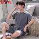 Yalu Pyjamas Männer rein Baumwolle Sommer plus Fett Plus-Größe voller Baumwollmänner Sommer-Heimkleidung kurzärmelige Jugendkoreanische koreanische Art dünne halbärmelige 9928# [Kurzärmel-Shorts] l [90-125jin [Jin gleich 0,5 kg]]