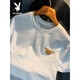 Playboy (Playboy) Camiseta blanca Summer de verano Nuevo tendencia de alta gama Camiseta impresa Luz americana de lujo Xinjiang Algodón cómodo Camiseta de manga corta Camiseta de albaricoque [JSW9906 Color de albaricoque elegante] XL Adecuado para 124-140Jin [Jin iguala 0.5 kg]