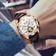 European Pinke Swiss Certified Watch Herren Vollautomatische mechanische Uhrenwache wasserdichte leuchtende Herren Uhr 520 Valentinstag Geschenk European Pinke-3291-Brown Leder Rosenweiß kostenlos Gravur