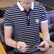 
Busen 2025 shirt, middle-aged and young clothes, casual pure cotton short-sleeved business polo men's summer shirt lapel large size body we7029 stripes white one size m