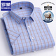 ROMON 100% pure cotton men's plaid short-sleeved shirt for middle-aged and young casual cotton thin plus size half-sleeved shirt F983 green and white small plaid 44 [170-185Jin[Jin equals 0.5 kg]]
