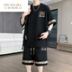 FR.YH.ZH凌越男装店2025夏季休闲运动套装男士百搭两件套 SI23黑色(YYW6195)ER5SI M(90-110斤)
