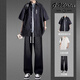 Anchu Sommer neues kurzärmeliges Hemd Herren-Sommer-Freizeitanzug High-End-Stil mit einem hübschen Blumenhemd dreiteils Set kurzärmeliges Hemd Weiß + kurzärmeliges Hemd + Jeans Blau [Drei Stücke XL hohe Qualität empfohlen 120-140jin [Jin gleich 0,5 kg]
