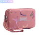 HEglan Korean Style Mode Multi-Layer Reißverschluss großer Kapazität großer Leinwand Mobiltelefon Schlüsselbeutel Stoff Handheld Münz Brieftasche Damen Long beige Weiß