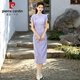 皮尔卡丹（PIERRE CARDIN）紫色蕾丝旗袍夏季国风中式长款2025新款年轻款女复古修身日常可穿 SJ14124米白 M