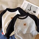 
HUALIN FASHION 2025 autumn Korean version of children's long-sleeved shirt for boys loose base shirt black and white rag-shoulder 11304 band M 110c