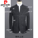Pierre cardin Zhongshan suit men's young Chinese stand-up collar suit suit men's Chinese style Tang suit Chinese woolen jacket men's spring and autumn 6622-dark gray-top + shirt + pants M 170-suit 110-120Jin[Jin equals 0.5 kg]