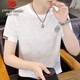
Pier Cardin high-end ice silk traceless short-sleeved T-shirt men's 2025 summer new style middle-aged and young fashion thin iron-free anti-wrinkle top [Counter quality] 829 white M [95-110Jin [Jin equals 0.5 kg]]