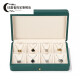 Caja de almacenamiento de anillo de 8 posiciones aliadas Pendientes de joyero de cuero portátil exquisito Pendientes Cabecillo colgante de almacenamiento Magnet ED11301 Cartucho de anillo Tinta verde