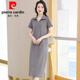 Pier Cardin Polo Neck Vestido de cuello de algodón puro Mujeres de verano 2025 Summer Longingentías mínimas Falda de camiseta de moda delgada suelta Negro 9859 Modelo 2xl 130-140Jin [Jin equivale a 0.5 kg]
