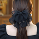 Princess Xiang's bow tie streamer ponytail clip for women's back half-tied hair clip style shark clip Hepburn hair clip headdress black mesh bow clip