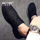 Snguny High-end Light Luxury Brand Casual Shoes Men 2025 Летние новые туфли Canvas Men Hooly Dolow Leather Shoes Men Men Black 42 (260 мм)