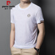 皮尔卡丹2025夏季新款提花透气桑蚕丝t恤男士短袖圆领休闲百搭半袖上衣男 白色829 XL 175码【135-150斤】