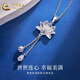CHINA GOLD PT950 Platinum Lotus Pendant for Women, Platinum Necklace for Valentine’s Day, Practical Gift for Girlfriend’s Birthday PT950 Platinum Lotus Pendant, Approximately 4.6g, Free Silver Chain