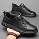 Spider King 2025 Neue Herrenschuhe, modische und vielseitige Nicht-Schlupf-Brettschuhe, Winter plus Samt warme schwarze Lederschuhe, Black Plus-Samtstil für Männer, 6623 Modelle, Standardgröße 44