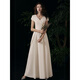 
Chuangjingyi chose white certificate registration engagement small evening dress for women's banquet adult ceremony French host satin birthday long white M