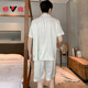 Yalu 2025 new summer pajamas for men ice silk short-sleeved summer thin youth large-size set home clothing G723 L (suggested height about 170-weight 100-13