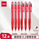 Deli smooth gel pen signature pen 0.5mm bullet press pen office supplies red 12 pieces/box S08
