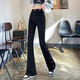 
S.SOFEA slit bell-bottom pants make you look slim and high waist design horseshoe pants small autumn new style black [1098] micro-flat trousers S