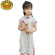 G.Duckkids Children's Cheongsam Kleid 2024 Neue Frühlings- und Sommer kleine und mittelgroße Kinderbaby Seide Thin Girl Hanfu Chinesischer Stil 6627 Pink Small Blumen 110 Größe 6 (-Cm)