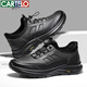 Cartelo Herrenschuhe Sommer atmungsaktive Geschäftssneaker Herrenschuhe Herren hohl Casual Lederschuhe 5219K Schwarz 42