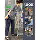 Hualin Mode koreanischer Stil T-Shirt Pyjamas Frauen lose karierte Hosen Heimkleidung Casual Anzug 2025 683 Kurzer und langer Festkörperplaid 175 L