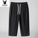Playboy (Playboy) 2025 Lino de algodón 7 Pantalones recortados para hombres Summer suelto delgado nuevo chino con la pierna recta pantalones de lino de tamaño grande 8222 beige l 1105-120 Jin [Jin iguala 0.5 kg]