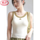 LangSha (LangSha) pure cotton with chest pad all-in-one color-blocking vest suspender, versatile summer women's inner wear and outer wear bottoming top, gray fixed one-piece cup L 110-140Jin Jin equals 0.5 kg