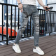 Kuqi European Station's new spring and summer hot diamond eagle graffiti print trendy brand casual personality versatile men's high-end jeans light blue 9905 flying eagle jeans 28