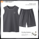 Pajama modal Summer masculino 100% puro pantalones cortos de chaleco sin mangas de algodón para el chaleco de verano para hombres Juego de ropa para el hogar 02J13657 L