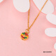 Yage gold smiling face sunflower pendant 999 pure gold colorful double-sided sunflower transfer beads bracelet clavicle necklace for women single gold sunflower pendant about 0.5g