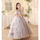 Cloth Love Cat Flower Girl Dress High-end Children's Princess Dress Birthday Big Children's Gray High-Customed Light Luxury Niche Host Piano Performance Picture Color 110 cm