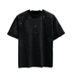 KAZUKI KURAISHI trendy brand fashion light luxury short-sleeved T-shirt for men in summer internet celebrity hot diamond high-end half-sleeved top for men black XL