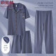 Yu Zhaolin Pajamas Men's Summer Cotton Pure Coton trois pièces Sents à manches courtes Long Coton Vêtements de maison décontractée en vrac mince 9277 4xl