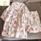 Ximuyao Sanrio Hello Kitty Pyjamas for Women in Summer trois pièces 2025 Nouveaux vêtements à manches courtes et à manches courtes WZL-1484 Contant à manches courts-shorts à trois pièces Set M [80-100jin suggéré [Jin équivaut à 0,5 kg]]