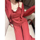 Fhhuabd französische reine spitze sexy Frauenpyjamas mit Brustpolster dreiköpfiger Feder- und Herbst-Bow-Hossport-Strickjacke Hauskleidung 677 Schnitt Herrenspitze Drei-teilige Set [mit Brustpolster] S [Empfohlen 85 Jin [Jin gleich 0,5 kg]]]
