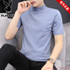 
Playboy pure cotton short-sleeved T-shirt men's summer 2025 new knitted trendy half-high neck shirt slim body elastic 9902 burgundy M