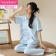 Pyjamas d'été modal Suit de style chinois à manches courtes pour femmes Coton NOUVEAU pantalon chinois Les vêtements de maison peuvent être portés en été mince y9905 xl (recommandé 115-130jin [Jin est égal à 0,5 kg]))