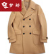 Mengjiao short autumn and winter thickened slim and versatile casual trendy wool coat men's wool coat men's double-breasted men's clothing black 2XL