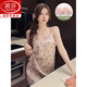 
Langsha Bing Silk Pajamas Women's Summer Thin Style with Chest Paddle Shorts Sweet Love High-end Silk Cool Silk Set MY_B682-1# Sling Cover Peach Heart-Bean Paste (M