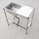 Yeyu commercial household stainless steel sink with stand kitchen single and double sink washing dishes and vegetables wash basin with platform canteen rental house length 75 width 40 height 75 without faucet