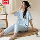 Catman (Miiow) Summer de pijamas de estilo chino para mujeres con algodón nuevo pantalón chino La ropa para el hogar se puede usar en verano estilo delgado y9905 m (recomendado 75-95Jin [Jin equivale a 0.5 kg])