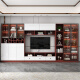Yilangde JiangyUyuyuan Gabinete de televisión Gabinete de pared Gabinete integrado de almacenamiento de madera sólida Customización del gabinete de almacenamiento [Jianyuyuan] 14380*210*35cm