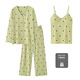 Alle Klassen-A-Baumwoll-Ära Drei-teilige Feder- und Herbst-Pyjamas mit Brustpolster für Frauen Langärmele Baumwollhaus-Einschränkung Klimaanlage 3E3271 Bud Yellow M [7A Antibakterielle Xinjiang-Baumwolle]