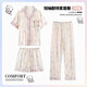 京濮飞卡通腊肠狗短袖睡衣女三件套棉纱布可爱家居服 云朵棉-9906#星星小狗三件套 M 【建议75-100斤】