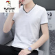 Woodpecker (Tucano) High-End-Herren-Kurzärmel-T-Shirt V-Ausschnitt Summer Brand Slim Cotton Boy's halbärmelte lässige und vielseitige Kleidung. White 691-Modelle M empfohlen 90-100 Jin [Jin entspricht 0,5 kg]