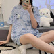 京濮飞夏天大码睡衣女宽松薄款网红家居服200斤可穿 683趴睡狗 均码 4XL码【建议172-200斤】