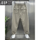 吉普（JEEP）2025夏季薄款透气百搭休闲裤男士宽松束脚哈伦裤青年棉麻九分裤子 卡其色 31